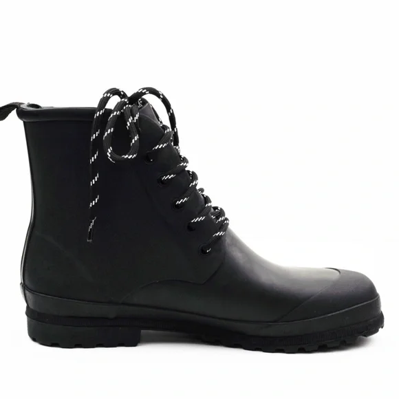 New MADEWELL The Lace-Up Lugsole Rain Boot in Black - Picture 3 of 6